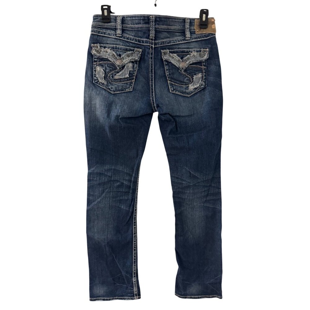 Silver Jeans Co. Tuesday Baby Boot Womens 30 x 33 Mid Rise Distressed Denim Blue